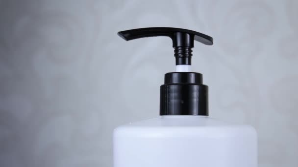 Female Uses Hand Sanitizer Close Antiseptic Spray Protect Virus Close — Stock Video