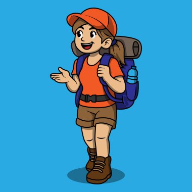 Sırt çantalı Çizgi Kadın Yürüyüşü