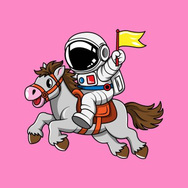 Çizgi film Astronotu Sarı Bayrak Atında