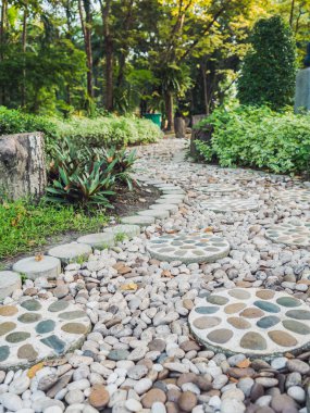 Yeşil bahçe taşları geçit.