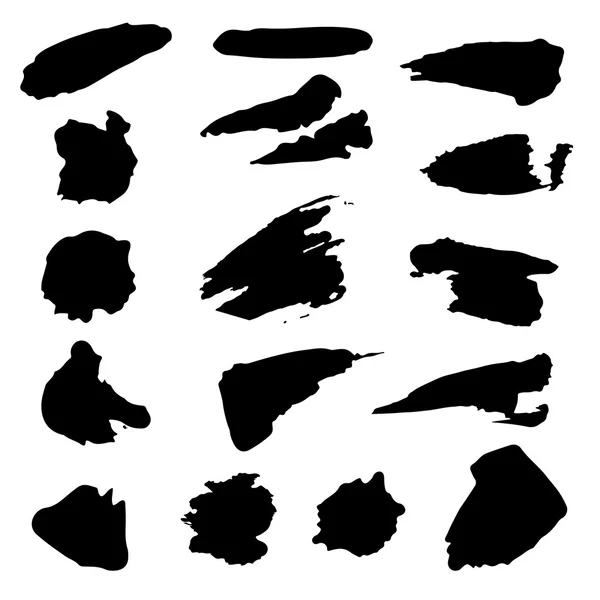 Ensemble vectoriel de coups de pinceau noir isolé sur fond blanc . — Image vectorielle
