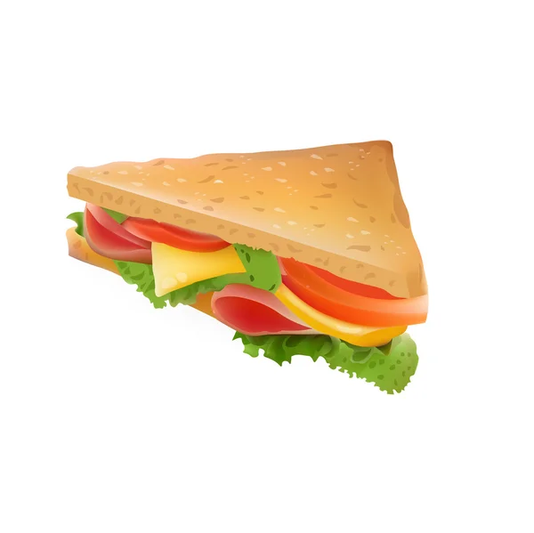 Vector Realistic Sandwitch Illustration. Aislado sobre fondo blanco — Vector de stock