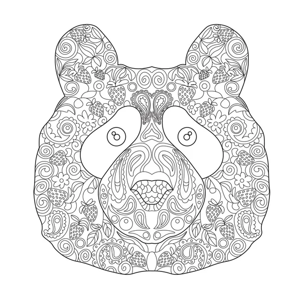 Ethnic Zentagle Ornate Hand Drawn Bear Head. Ilustração do vetor do doodle da tinta preta e branca. Esboço para tatuagem, pôster, impressão ou t-shirt. Livro de colorir relaxante para adultos e crianças . — Vetor de Stock