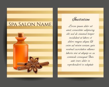 Oil Cosmetic Bottle with Cinnamon Sticks and Anice . Template  C clipart