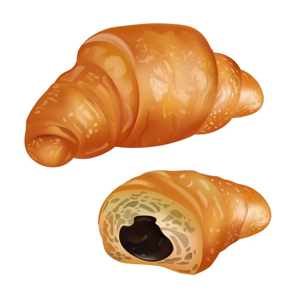 Illustrazione del croissant. Croissant realistico. Panificio. Icona vettoriale. isolato su sfondo bianco . — Vettoriale Stock