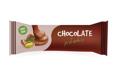 Fıstıklı çikolata Bar. Tasarımınız için model ve marka. Aperatif sarmalayıcı Template.Food ambalaj. Vektör çizim.