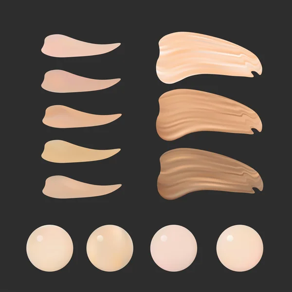 Ilustración vectorial de la paleta de tonos de color para maquillaje de la fundación . — Vector de stock
