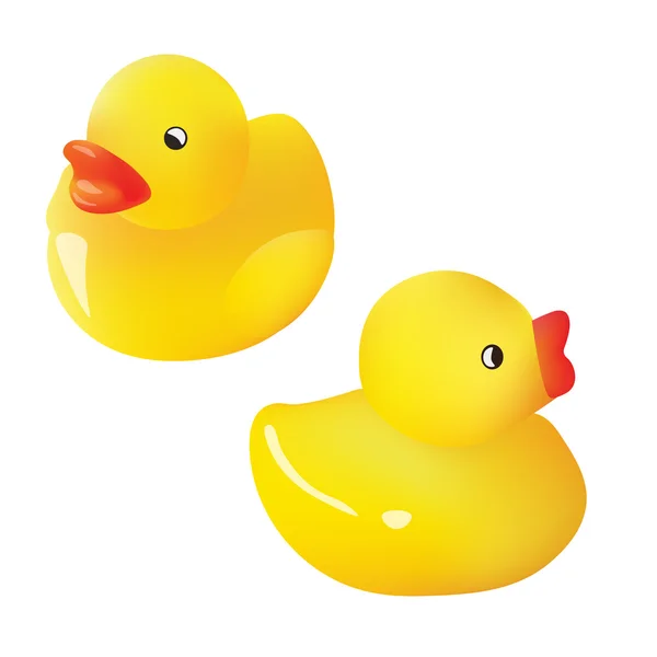 Coleção de Patos de Borracha Amarelo Vetor. Isolado em fundo branco —  Vetores de Stock