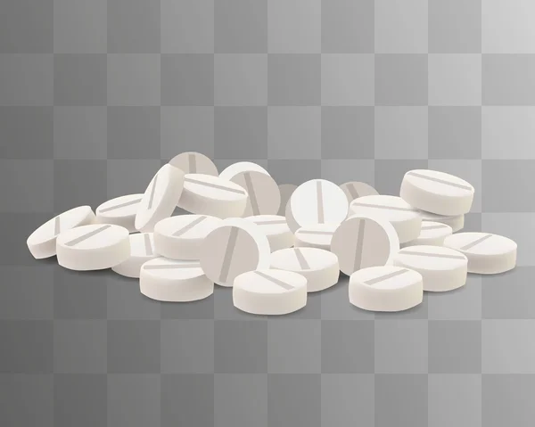 Διανυσματικά λευκό χάπια. Απομονώνονται σε διαφανές φόντο. — Διανυσματικό Αρχείο