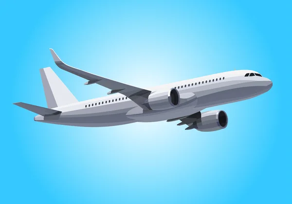 벡터 비행기입니다. 비행기 개념입니다. 하늘에서 현실적인 비행기입니다. 비행기 모델입니다. 벡터 디자인. — 스톡 벡터