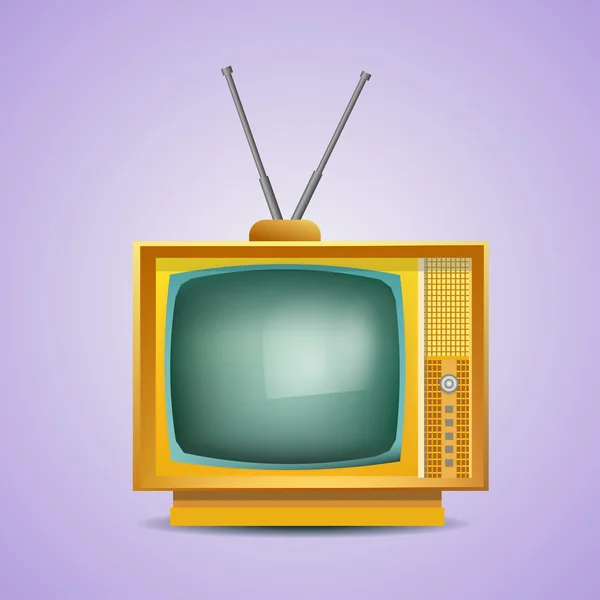 Retro TV. Vintage TV. Old TV Set. Vector Illustration. Yellow Color. Isolated  Icon. — Stock Vector