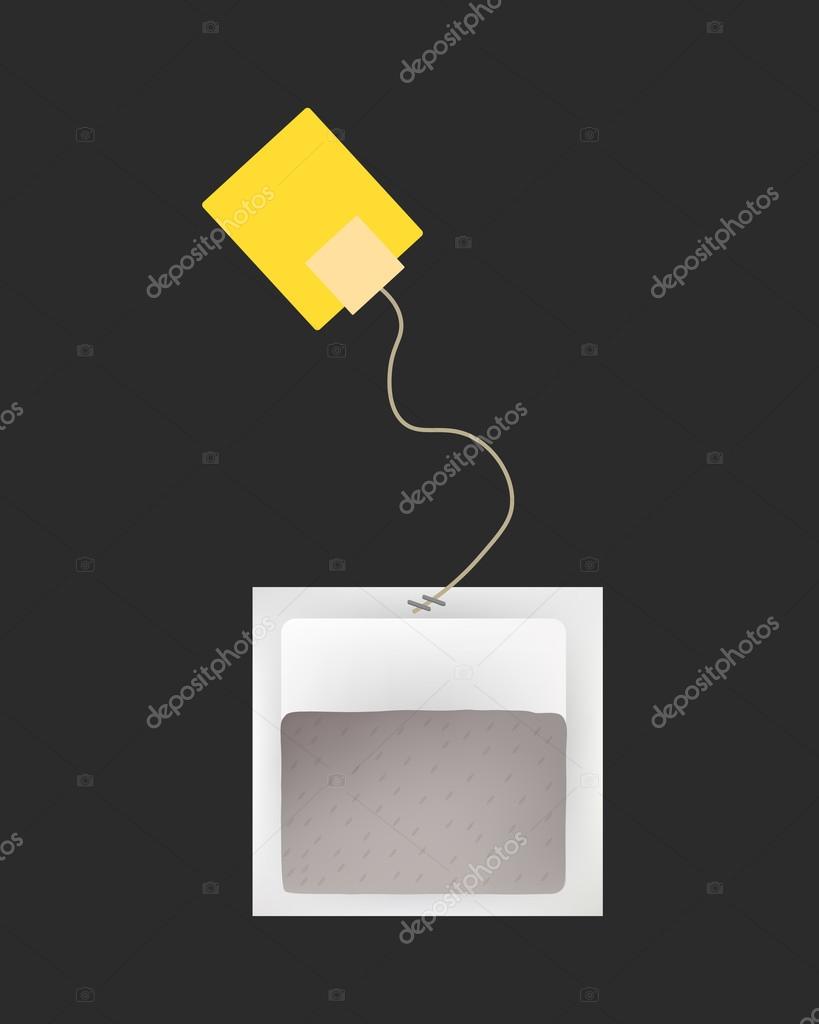 Tea Bag Illustratio with Labels In Round, Rectangle, Square, Pyramid Shapes. Vector Template Illustration For Your Design. Isolated On White Background.