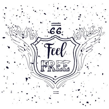 Ücretsiz Motivasyona yazıt hissediyorum. Rota 66. Elle çizilmiş grunge vintage illüstrasyon el yazı ile. Tebrik kartı için tişörtü veya çanta baskı, poster tipografi. Vektör çizim.