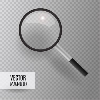 Magnifying glass. Realistic Icon. vector illustration. Transparent background. clipart