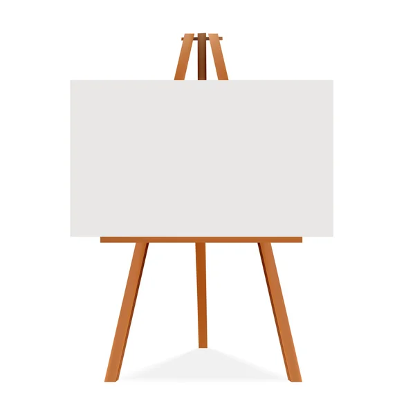 Wooden easel with canvas. Blank space ready for your advertising and presentation. Vector mock up illustration. — Stock Vector