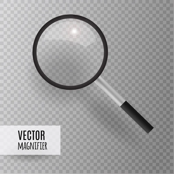 Magnifying glass. Realistic Icon. vector illustration. Transparent background. — Stockový vektor