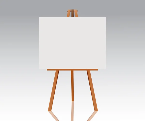 Wooden easel with empty canvas. Blank space ready for your advertising, design and presentation. Vector mock up illustration.