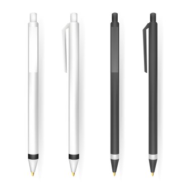 Reklam ve kurumsal kimlik için vektör boş siyah ve beyaz Pens.Template. Şablon hazır tasarımınız için alay. İllüstrasyon izole vektör.