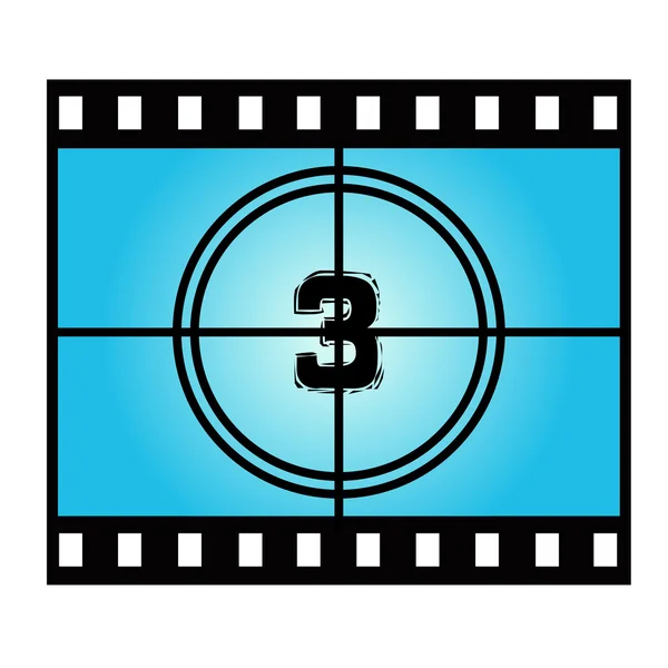 Film Screen Countdown Numéro Trois. Illustration de film vectoriel — Image vectorielle