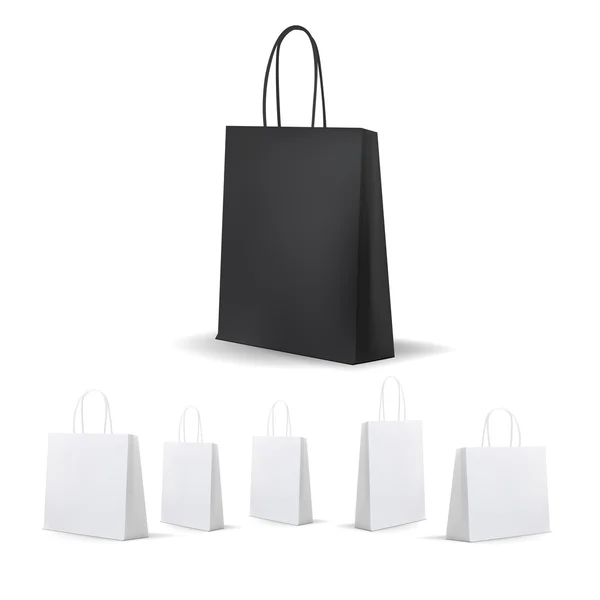 Prázdné černé a bílé Nákupní taška. Vektorové ilustrace — Stockový vektor