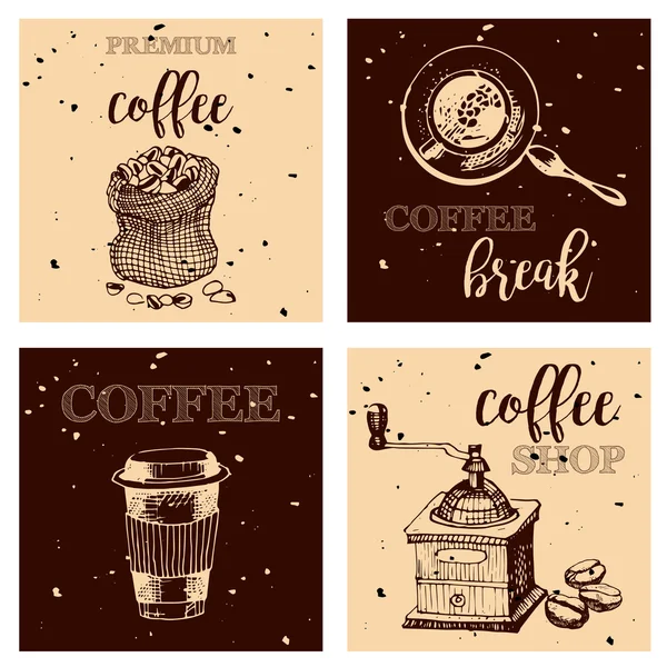 Vintage Hand getrokken ontwerpelementen voor Coffee Shop, markt, Cafe. Afdrukbare typografie voor kaart, T-shirt, Poster, Banner. — Stockvector