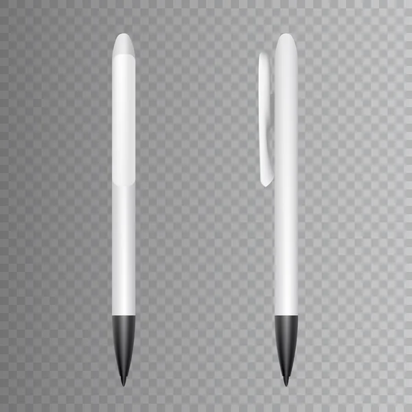 Vector Set of Blank Pens.Template for advertising and corporate identity.Mock Up Template Ready For Your Design. Vector Isolated Illustration on Transparent Background — Stock Vector