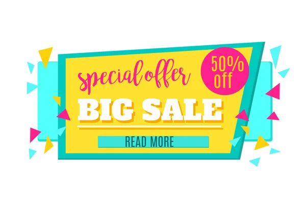 Banner de papel Super Sale y Oferta Especial. Antecedentes. Venta de etiqueta. Cartel de venta. Venta vector. Oferta especial. Plantilla Banner de compras. 50% de descuento. Ilustración vectorial . — Vector de stock