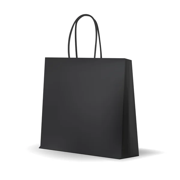 Sac à provisions vide noir pour la publicité et la marque. Forfait MockUp. Illustration vectorielle . — Image vectorielle