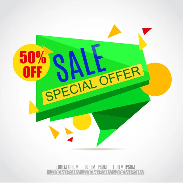 Vente Papier Bannière Design.Sale background.Big Sale tag.Sale poster.50 % off. Illustration vectorielle de vente pour brochure promotionnelle, affiche, prospectus d'achat de publicité, escompte, bannière . — Image vectorielle