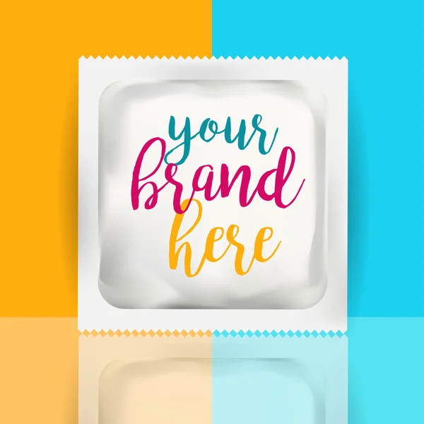 White Blank Foil Pouch Packaging For Medicine Drugs , Coffee, Salt, Sugar, Pepper, Spices, Sachet, Sweets Or Condom. Isolated Mock Up Wrapper Template for Branding. Product Package.