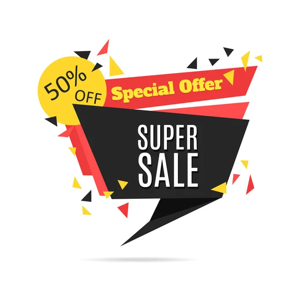 Super Sale and Special Offer paper banner. Sale background. Sale tag. — Stock Vector