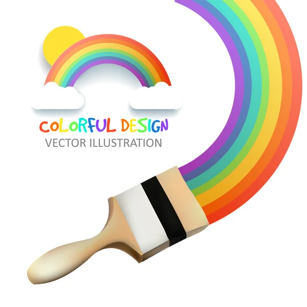 ブラシ付きの虹。抽象的な色彩の背景。ベクトルイラスト. — ストックベクタ