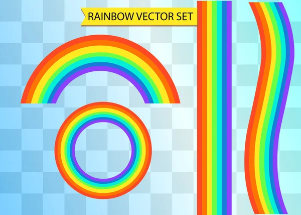 Arco iris en forma diferente. Conjunto realista sobre fondo transparente. Ilustración vectorial aislada — Vector de stock