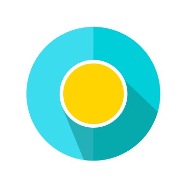 Güneş simgesi. Hava güneşli tahmini. Vektör çizim.