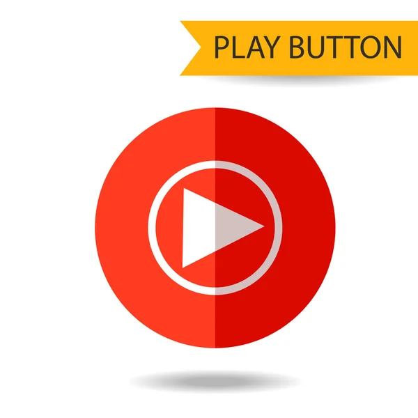 Flat Red Play Icon in Circle Frame para Web, App, Internet, Interface Smartphone. Botão de vetor — Vetor de Stock