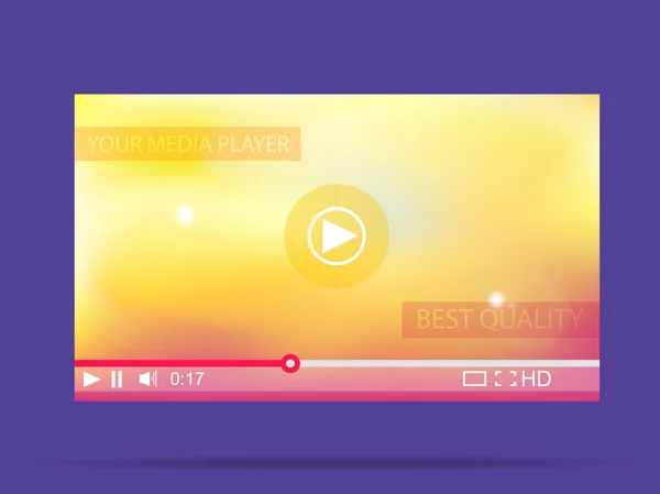Um leitor de vídeo. Interface de mídia para web. Ilustração vetorial . — Vetor de Stock