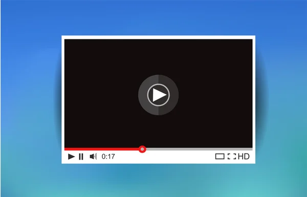 Přehrávač videa pro web. Media Player rozhraní. Minimalistický Design. Ploché Style.Player Mockup — Stockový vektor