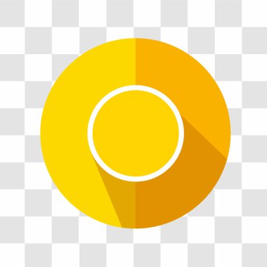 Güneş simgesi. Hava güneşli tahmini. Vektör çizim.