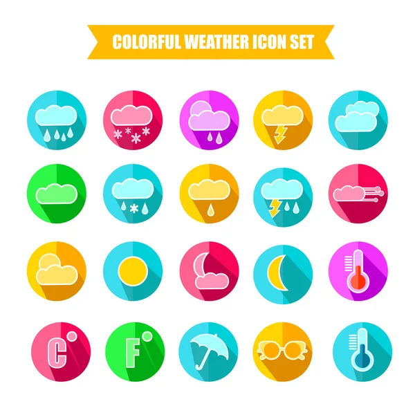 Kleurrijke weer Icon Set. Vectorillustratie — Stockvector