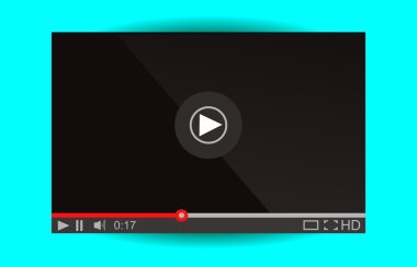 Video oynatıcı web için. Kitle iletişim araçları oyuncu arayüzey. Minimalist tasarımı. Düz Style.Player Mockup
