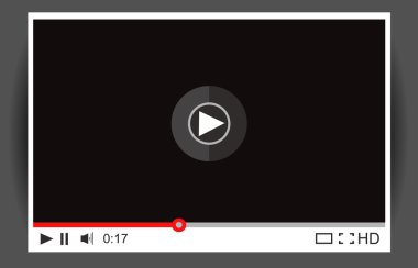 Video oynatıcı web için. Kitle iletişim araçları oyuncu arayüzey. Minimalist tasarımı. Düz Style.Player Mockup