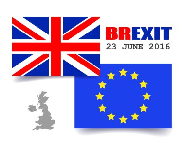 Büyük Britanya Bayrağı ve Avrupa Birliği Bayrağı. Ab İngiltere Referandumu. Birleşik Krallık Avrupa'dan çıkıyor. Brexit. Vektör İllüstrasyonu.
