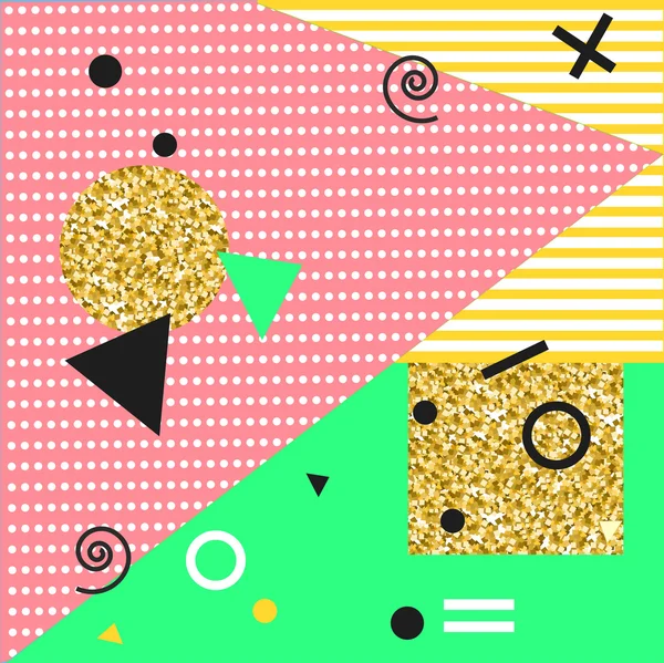 Memphis tarzı arka plan vektör çizim geometrik öğelerle. Tekstil, Poster, kartları, kapak, moda için soyut tasarım.