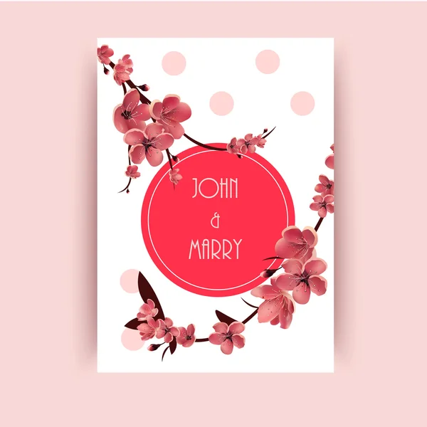 사쿠라, 벚꽃 나무 벡터 배경 그림입니다. 아름다운 꽃 배너, 인사말 카드, 결혼식 초대장, 백드로, 바우처, 포스터 . — 스톡 벡터