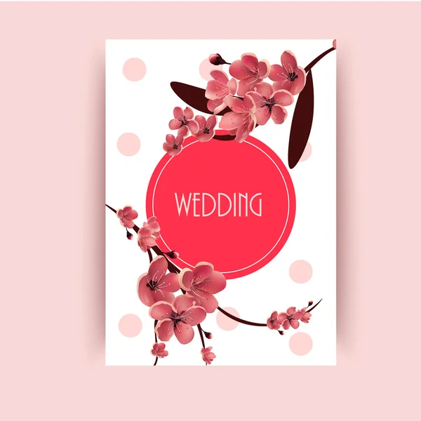 사쿠라, 벚꽃 나무 벡터 배경 그림입니다. 아름다운 꽃 배너, 인사말 카드, 결혼식 초대장, 백드로, 바우처, 포스터 . — 스톡 벡터