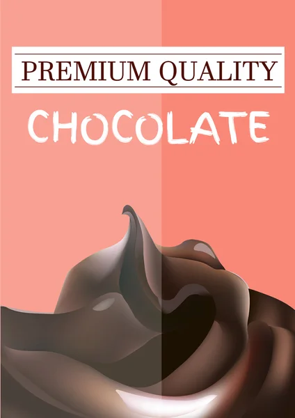 Poster met gesmolten gieten chocolade. Pakket Design. Vectorillustratie-sjabloon. Dessert achtergrond. — Stockvector