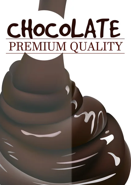 Affisch med hälla smält choklad. Paketet Design. Vector mall Illustration. Dessert bakgrund. — Stock vektor