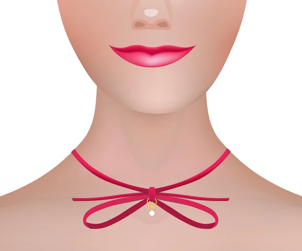 Modello collo con collana moderna girocollo accessorio. Illustrazione vettoriale della moda . — Vettoriale Stock