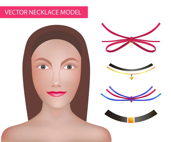 Šablona modelu dívky pro náhrdelníky a doplňky Konstruktor choker. Ilustrace módního vektoru. — Stockový vektor