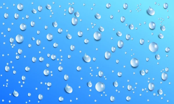 Gouttes d'eau vectorielles sur fond bleu — Image vectorielle